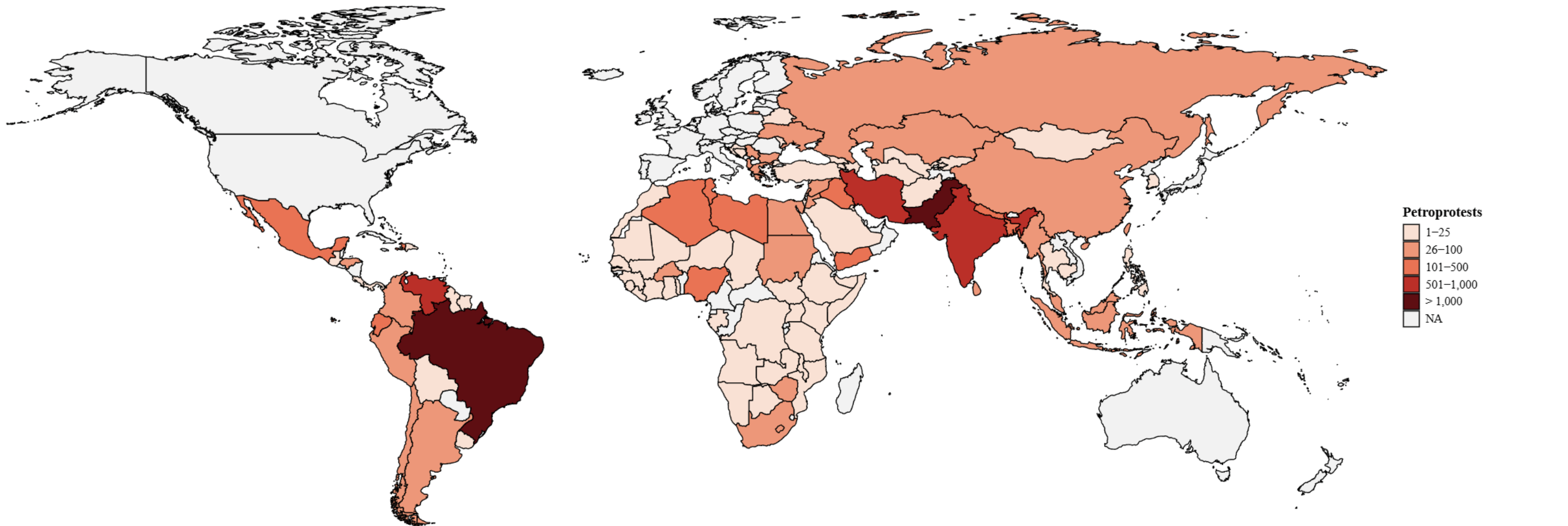 Global Distribution of Petroprotests